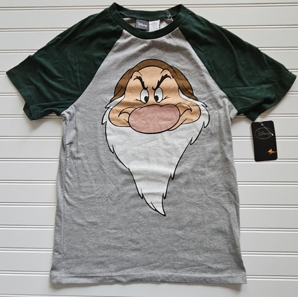 New Men's Disney Snow White Grumpy Grey and Green Seven Dwarfs Shirt Size Small - Picture 4 of 12